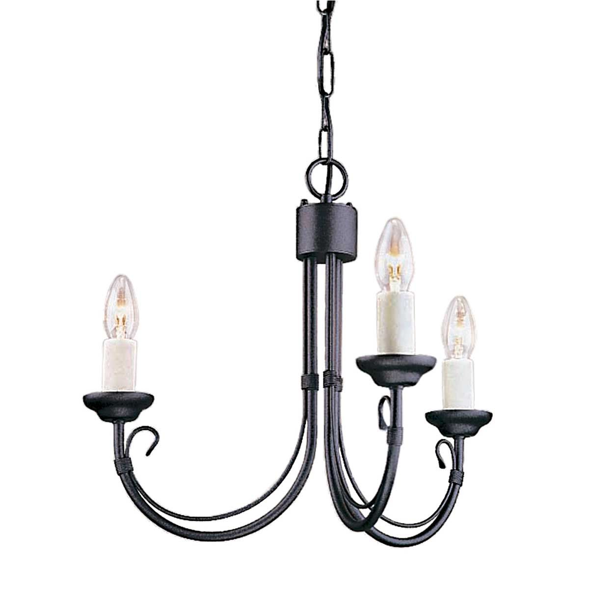 Elegant Chartwell Black Steel 3-Light Chandelier