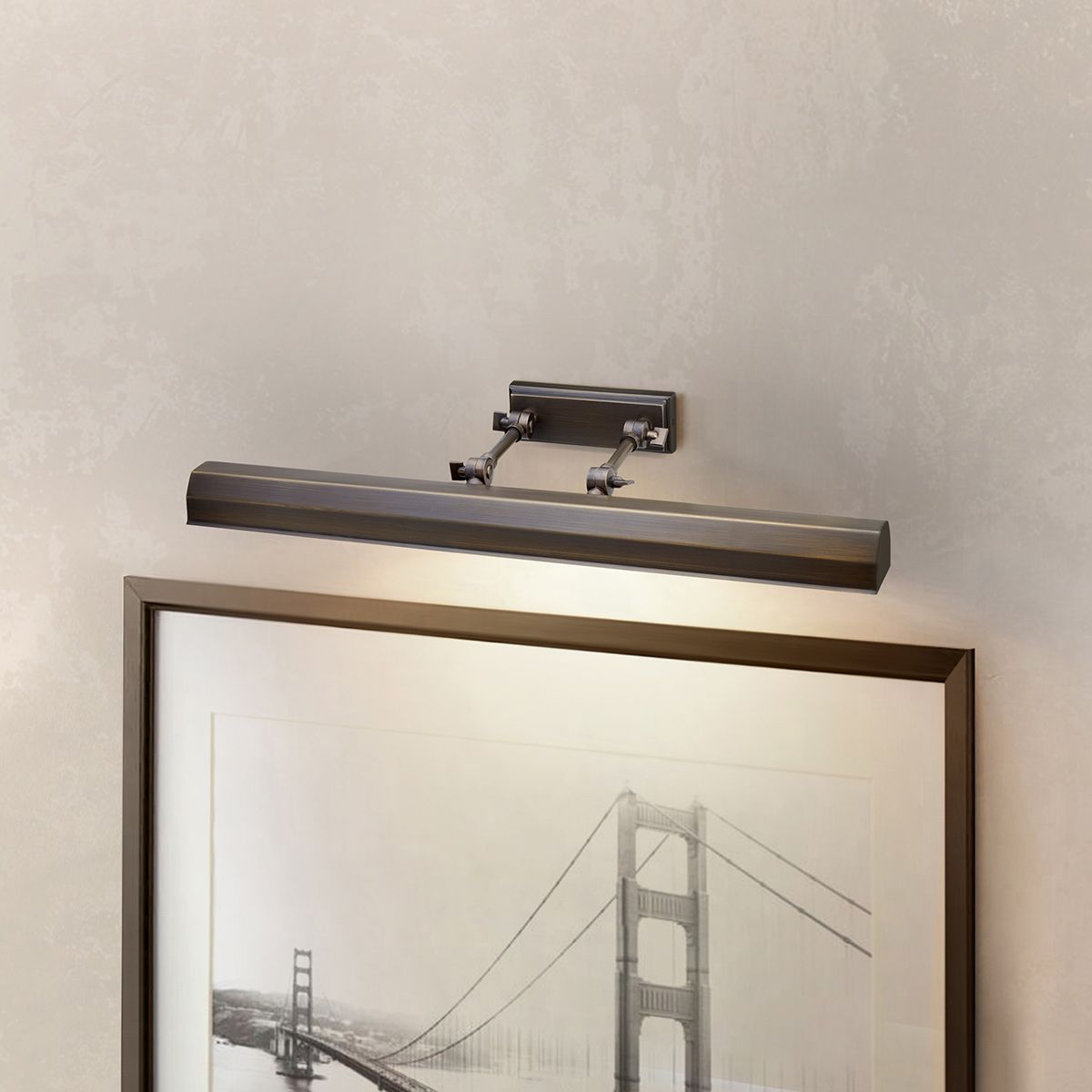 Chawton Large Dark Bronze Multi-Bulb Adjustable Picture Light, 65cm