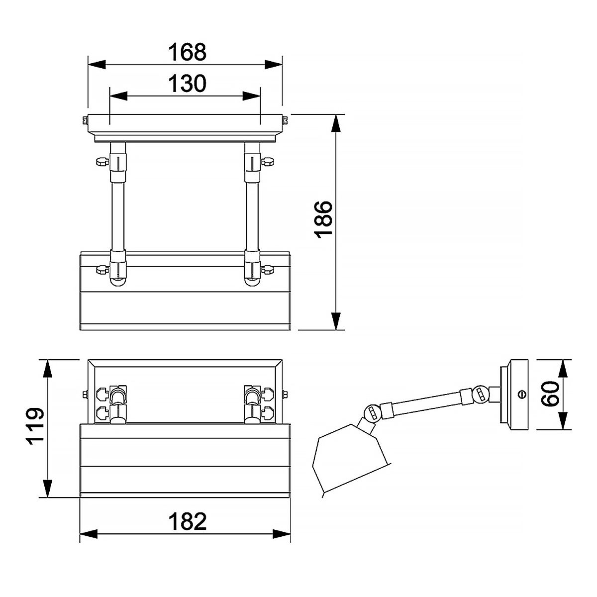 Chawton Black Small Mild Steel Picture Light, 18cm - 1 Light
