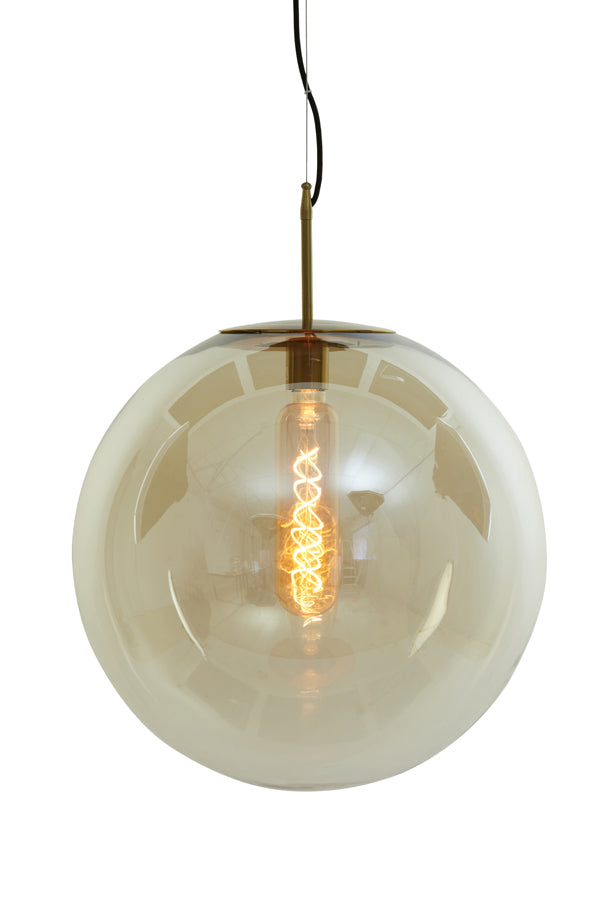 Antique Bronze Medina Pendant Lamp with Amber Glass, 48 cm Diameter
