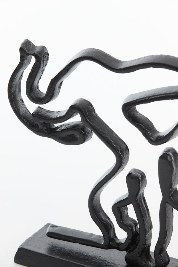 Matte Black Elephant Sculpture on Stand (34x8x25 cm)