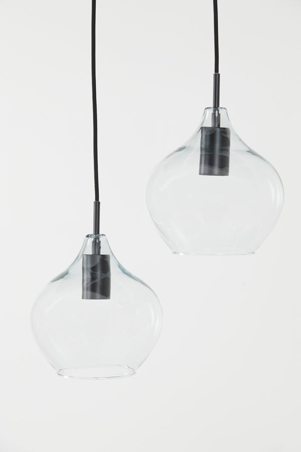Contemporary 5-Light Pendant Lamp with Clear Glass Accents in Matte Black Finish