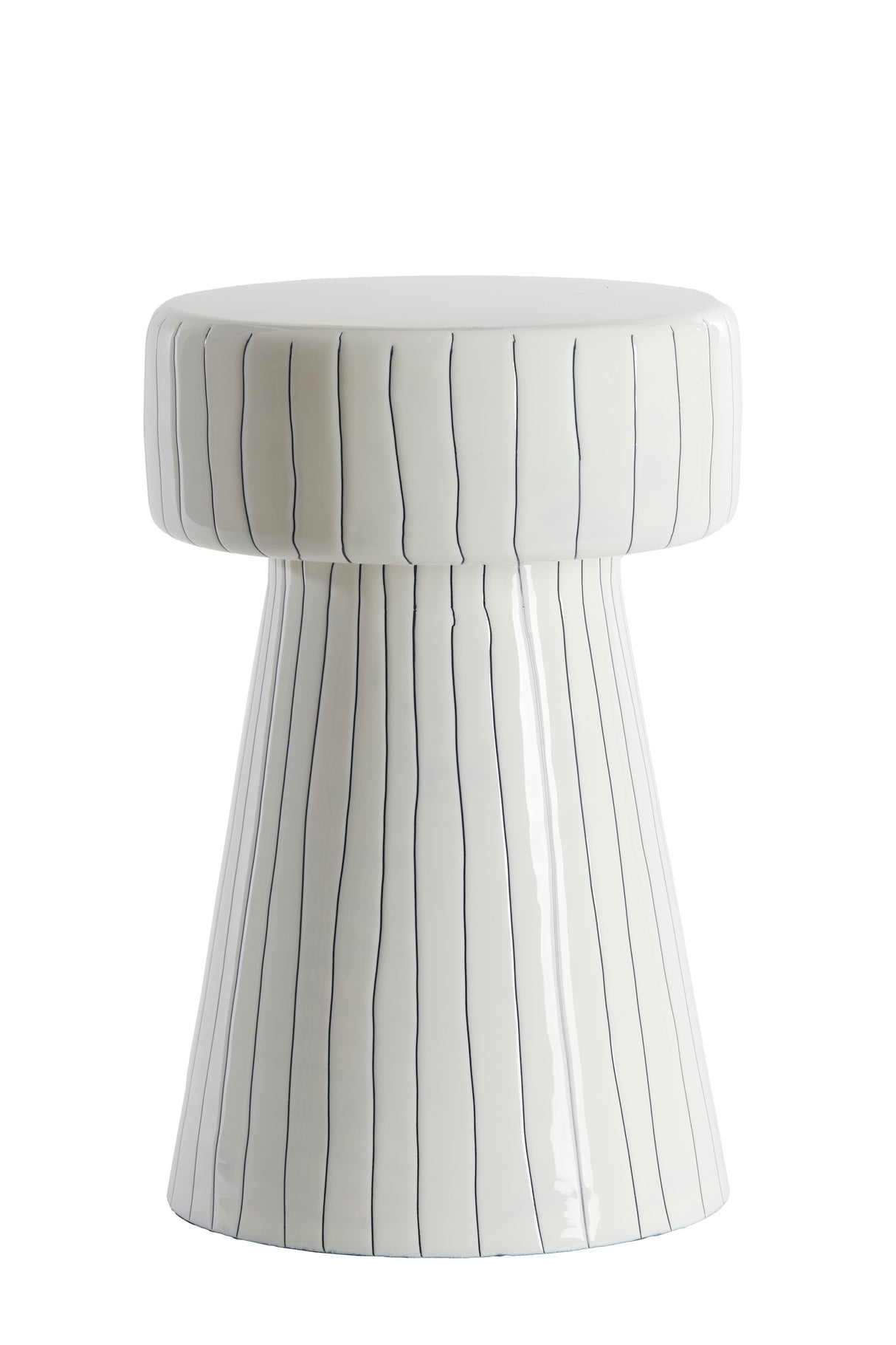 Elegant Round Side Table - White and Black Finish, 29x47 cm