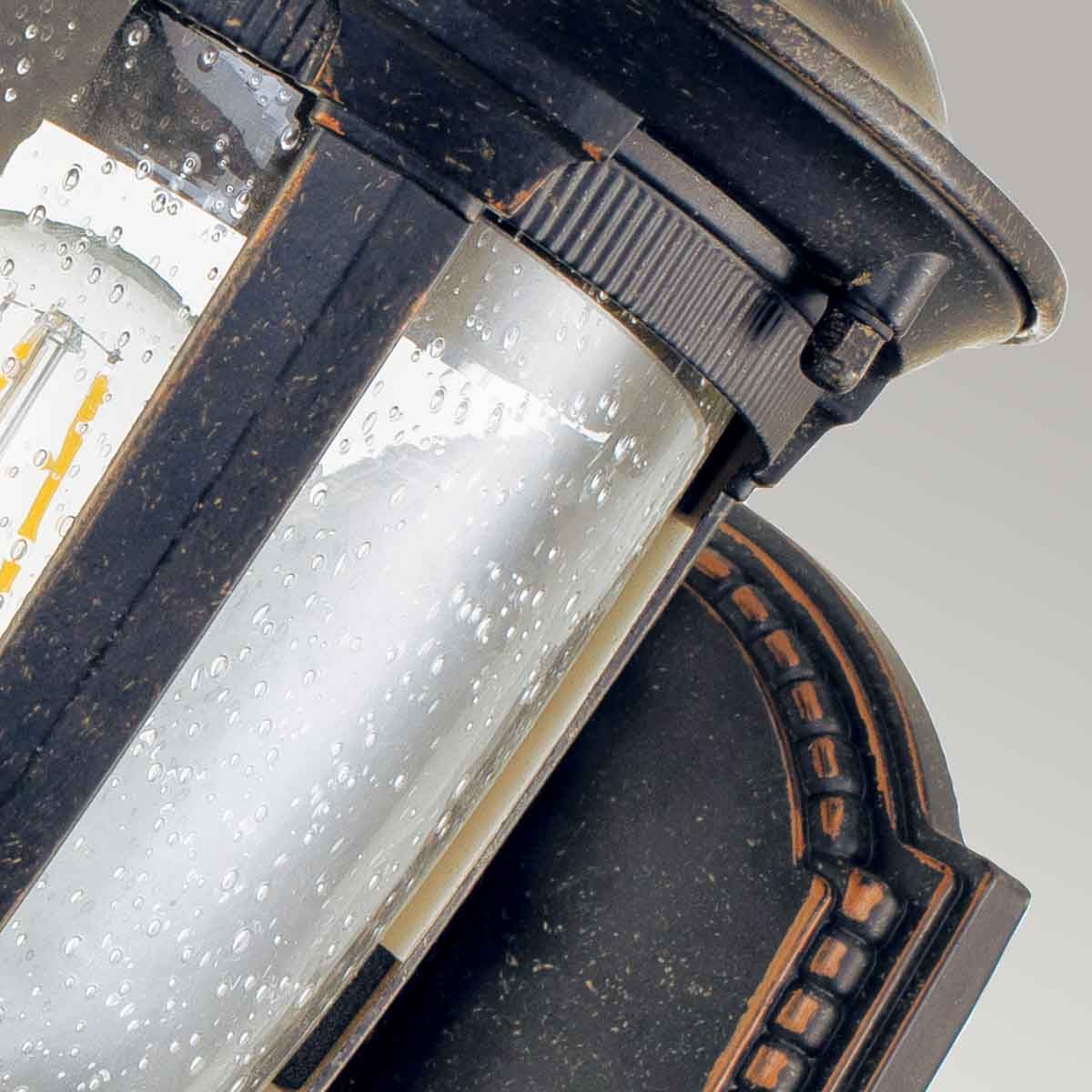 Cleveland Weathered Bronze Exterior Wall Lantern with Seeded Glass Shade