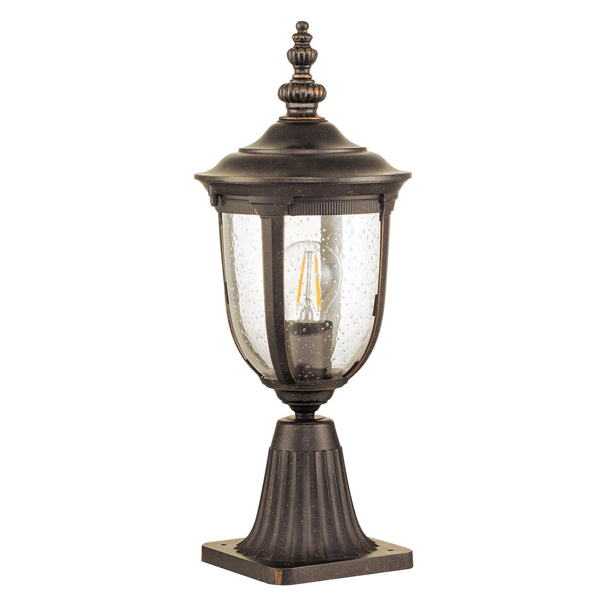 Cleveland Outdoor Lantern - Small Pedestal Light in Weathered Bronze