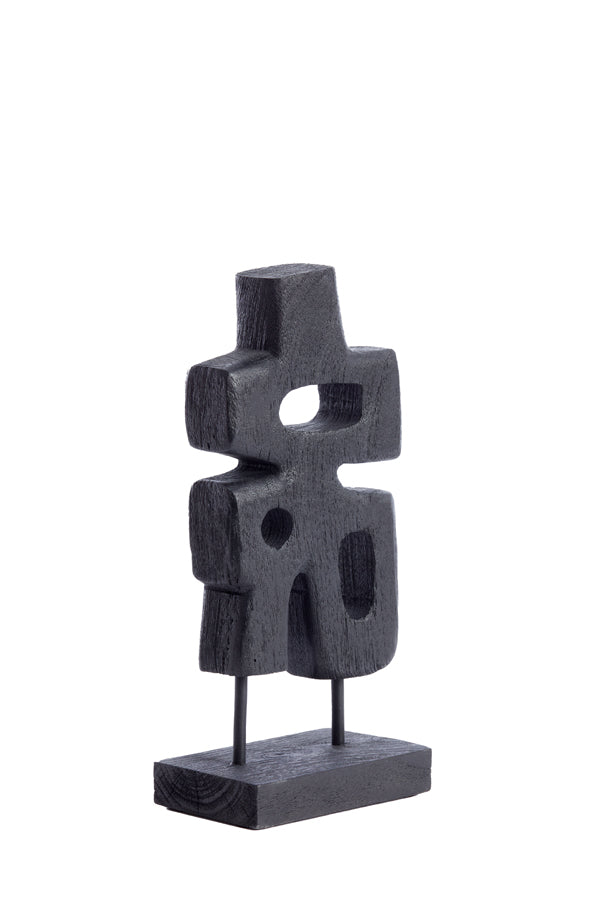 Silia Wooden Ornament on Base - Matte Black, 16x9x33 cm
