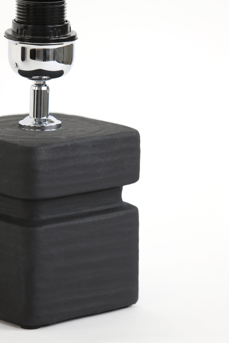 Sleek Black Ceramic Lamp Base, 12.5x12.5x24.5 cm