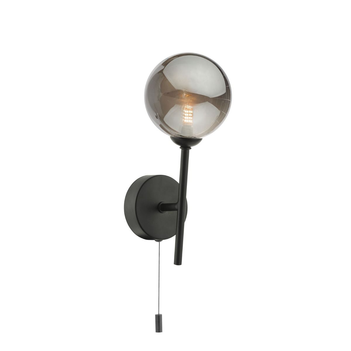Cohen 1 Light Wall Light Matt Black With Smoked Glass