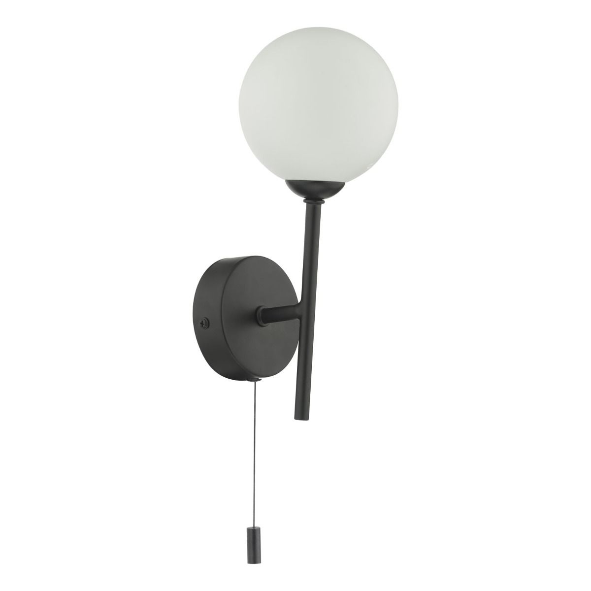 Cohen 1 Light Wall Light Matt Black With Opal Glass