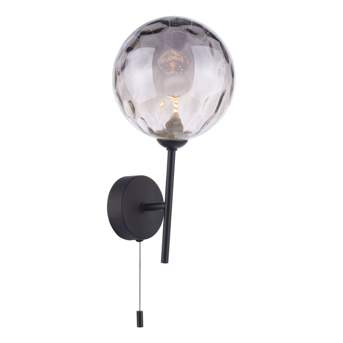 Cohen 1 Light Wall Light Matt Black With Smoked Dimpled Glass