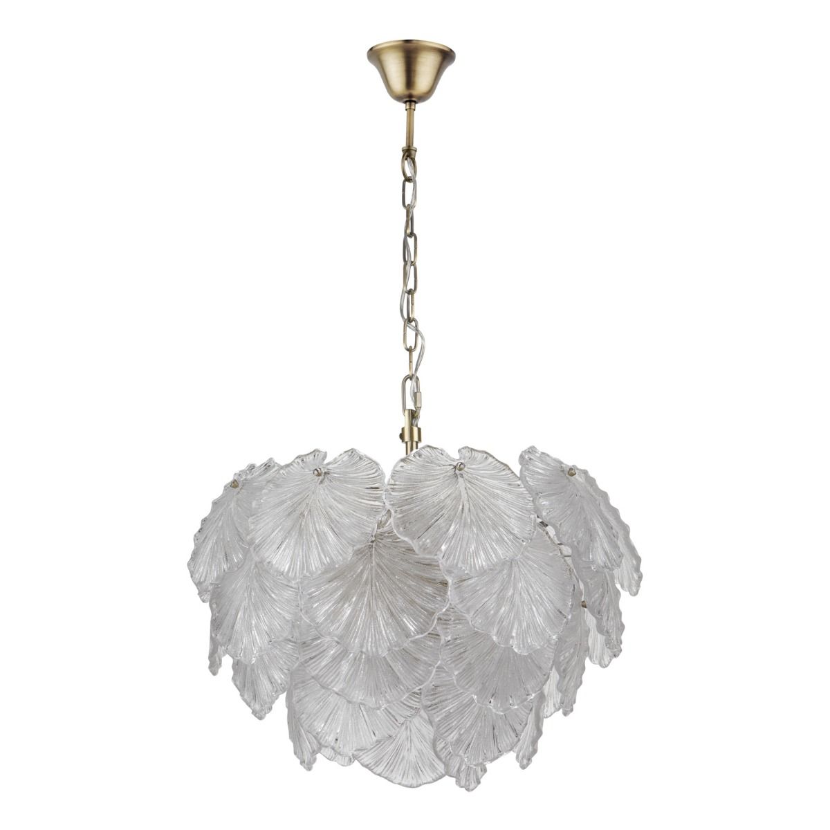 Courtney 10 Light Pendant Textured Glass and Antique Brass