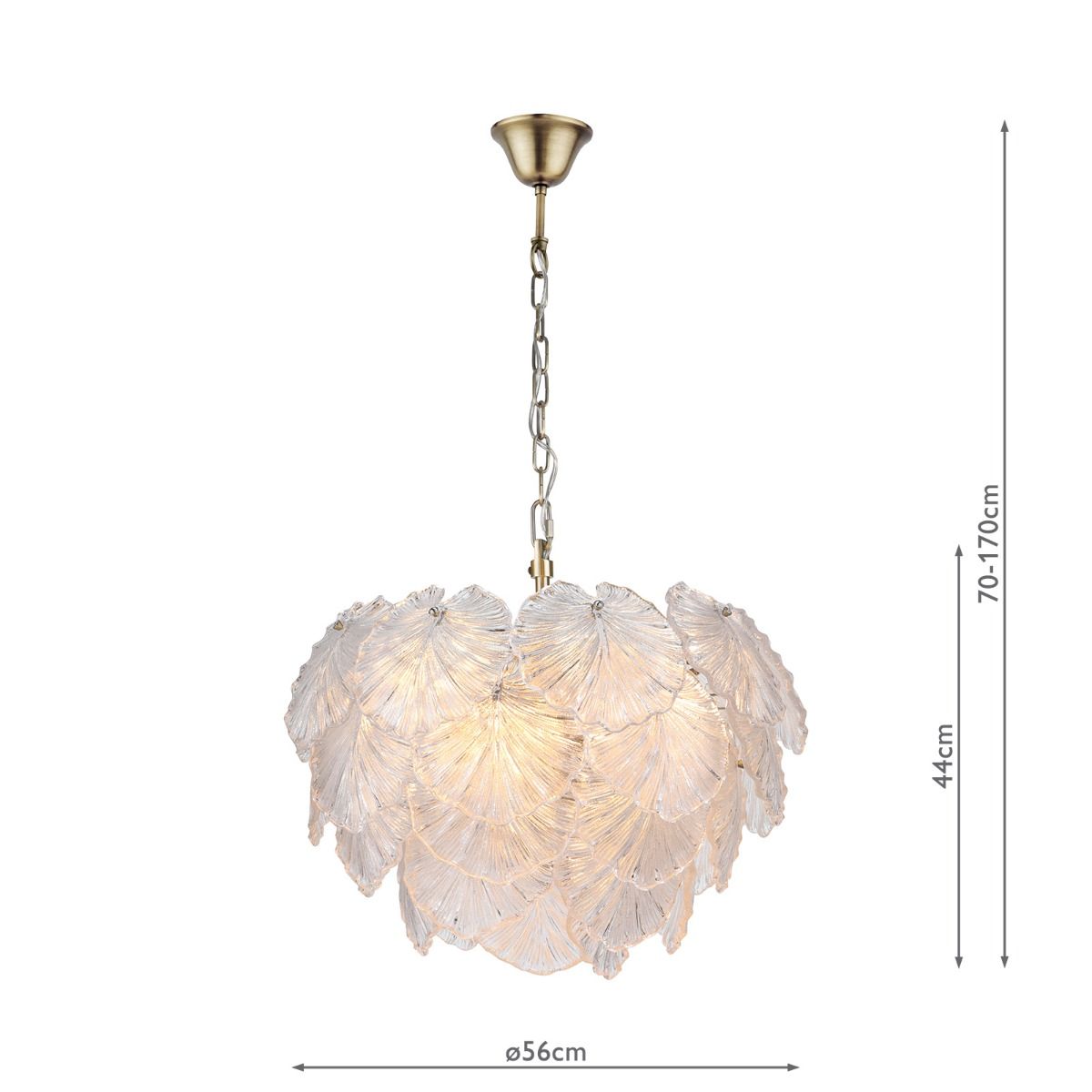 Courtney 10 Light Pendant Textured Glass and Antique Brass