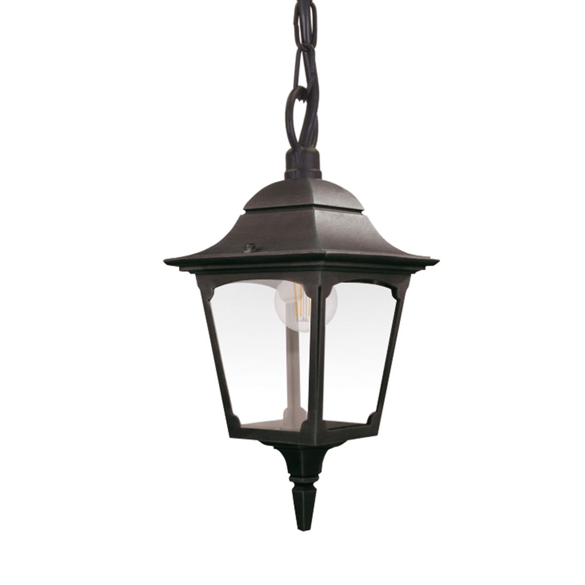 Chapel 1 Light Chain Lantern Black