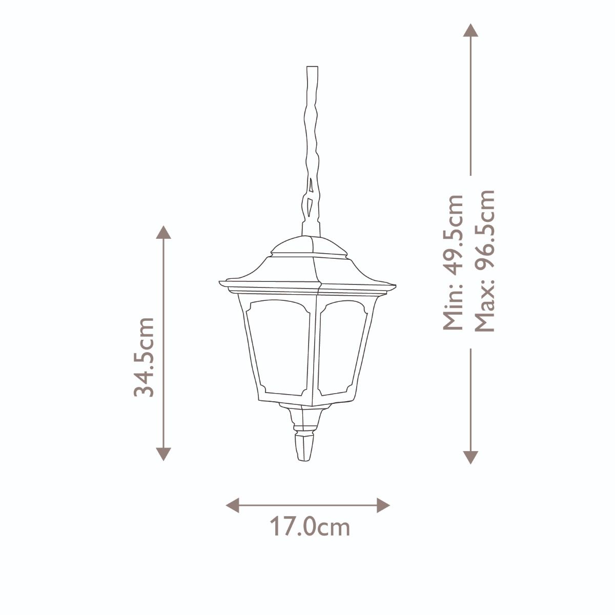 Chapel 1 Light Mini Chain Lantern Black