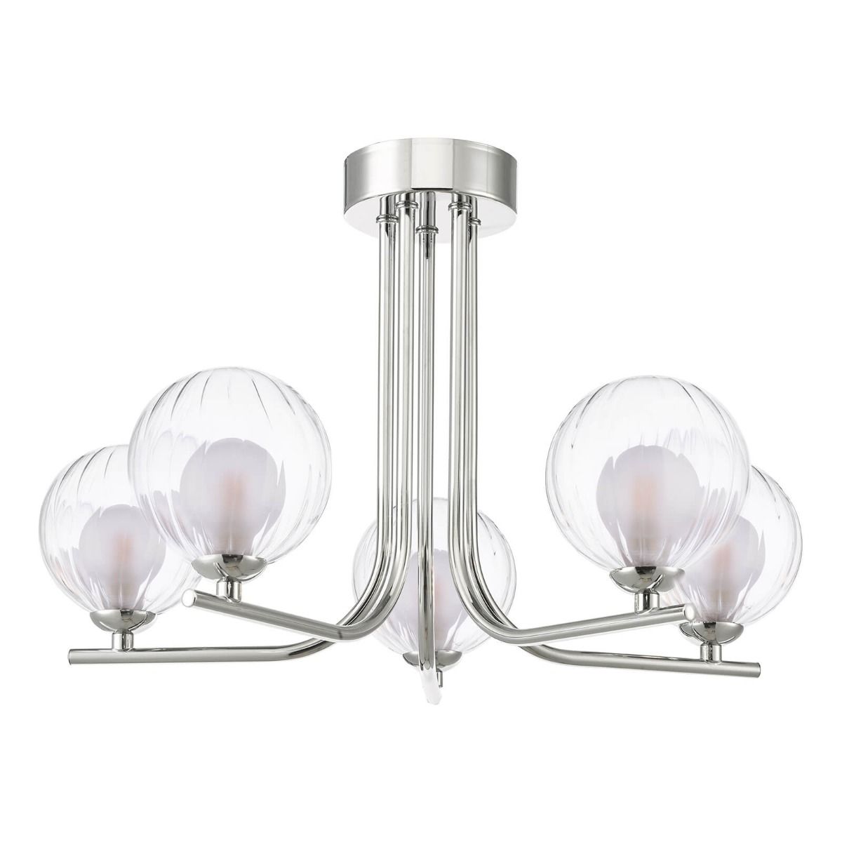 Cradle 5 Light Semi Flush Polished Chrome With Clear/Opal Glass