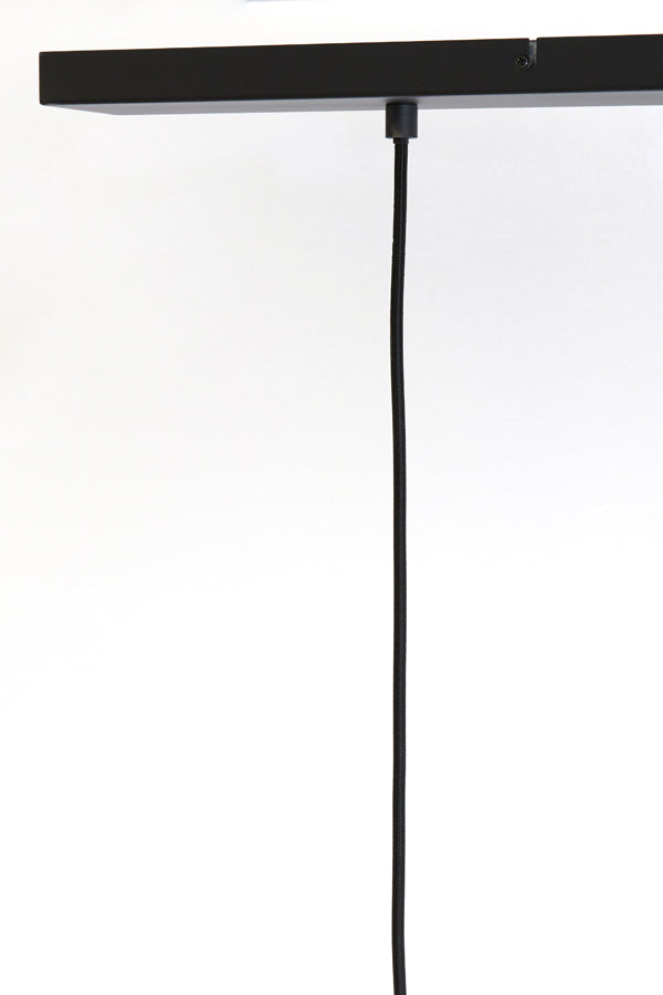 Suspended Trio Pendant Light with Black Frame and Smoked Glass Globes