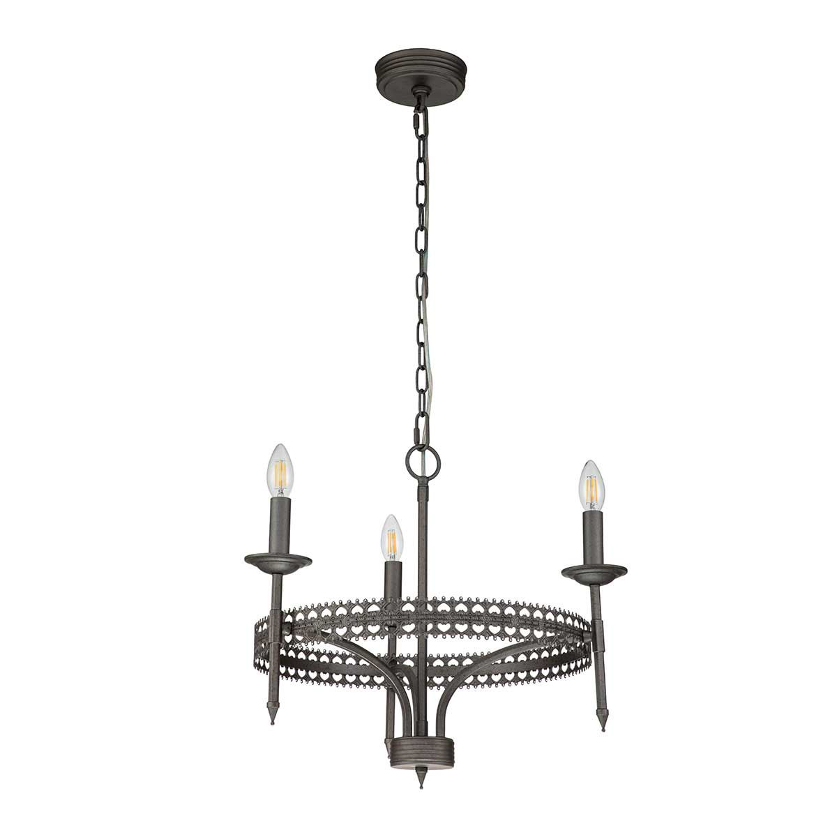 Regal Tri-Light Chandelier - Iron Gate Finish