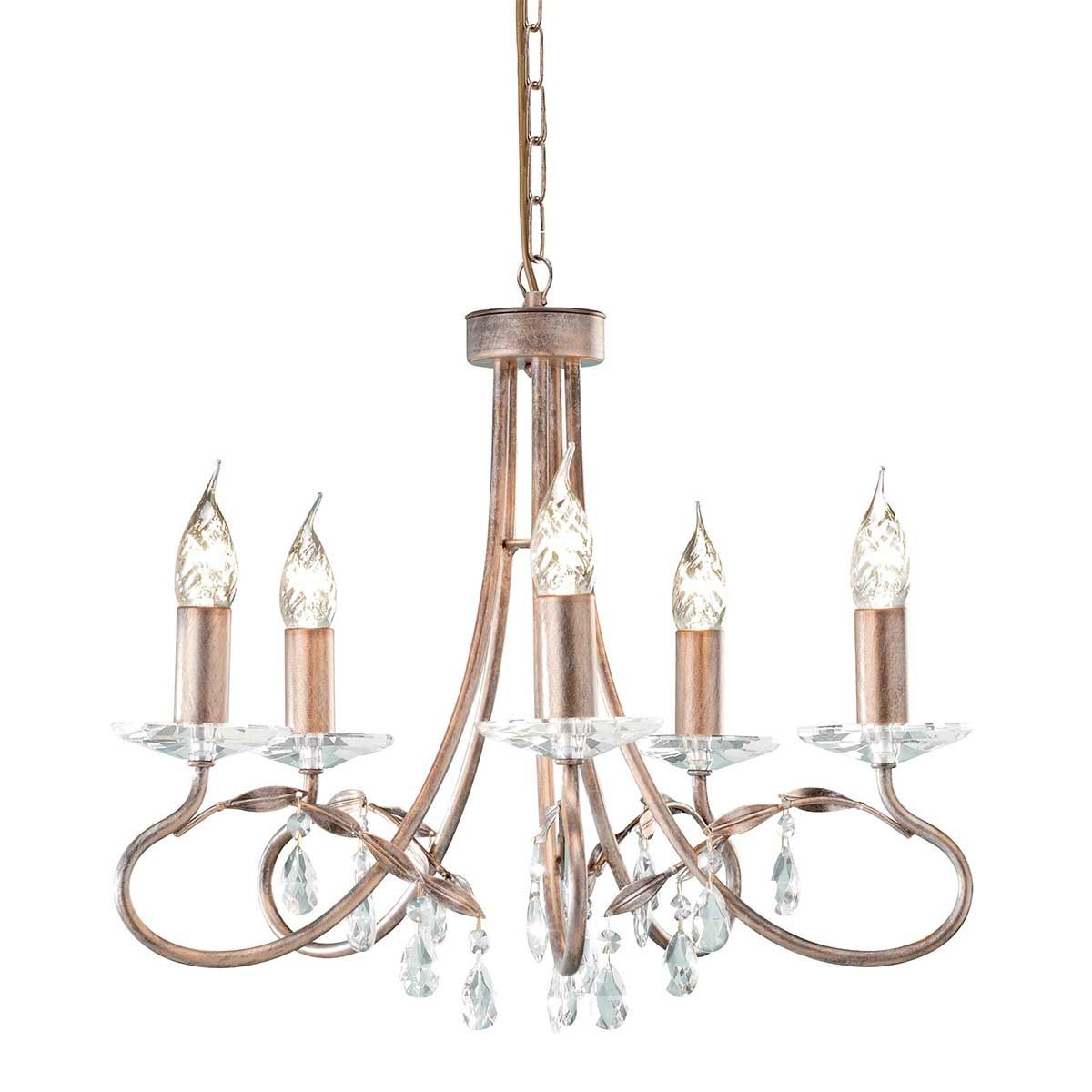 Christina Elegance: 5-Light Silver and Gold Crystal Chandelier