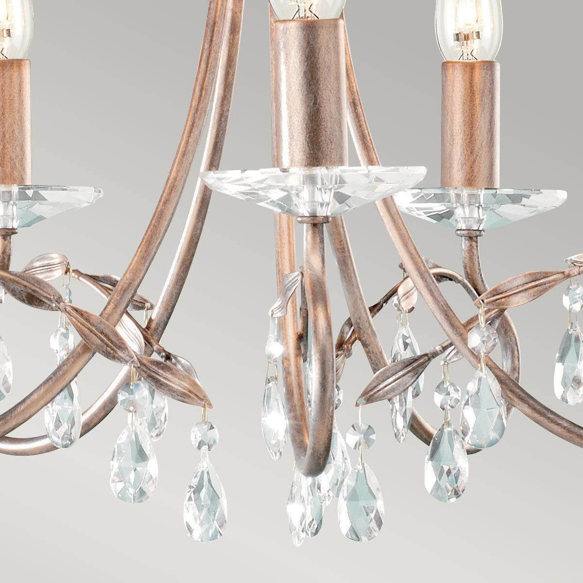 Christina Elegance: 5-Light Silver and Gold Crystal Chandelier