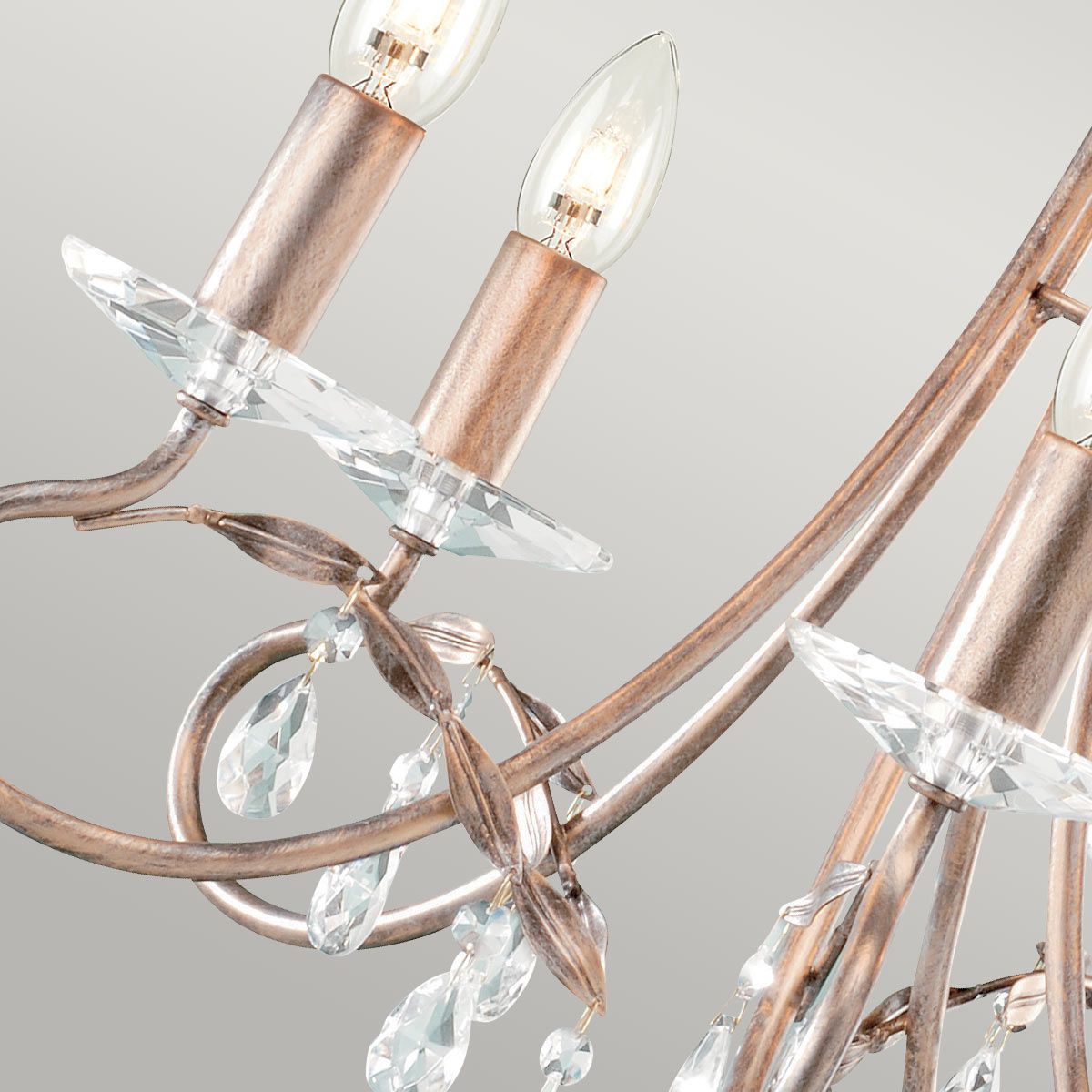 Christina Elegance: 5-Light Silver and Gold Crystal Chandelier