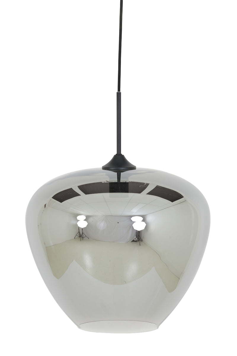 Smoked Glass and Matte Black Hanging Lamp, 40x34 cm - Mayson Series