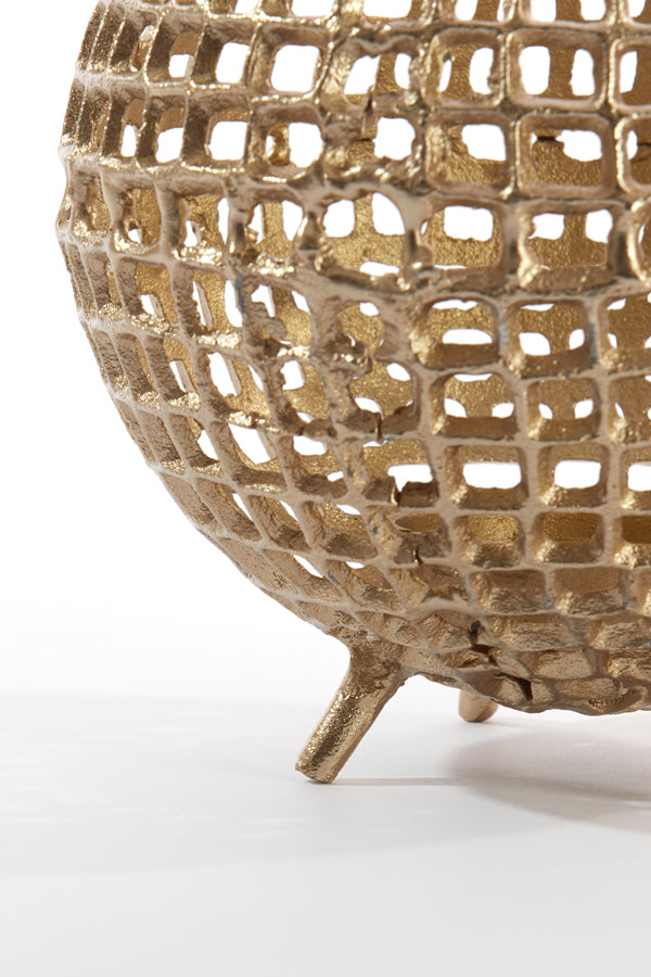 Glistening Antique Gold Tealight Holder Ø20x17 cm Purcina