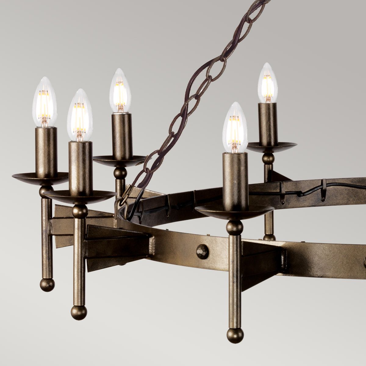 Exquisite Wrought Iron Old Bronze 12-Light Chandelier
