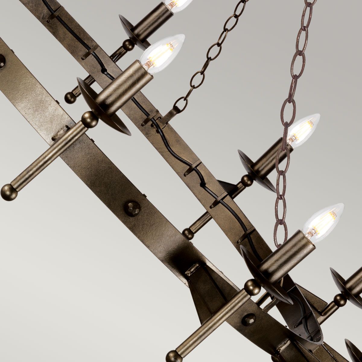 Exquisite Wrought Iron Old Bronze 12-Light Chandelier