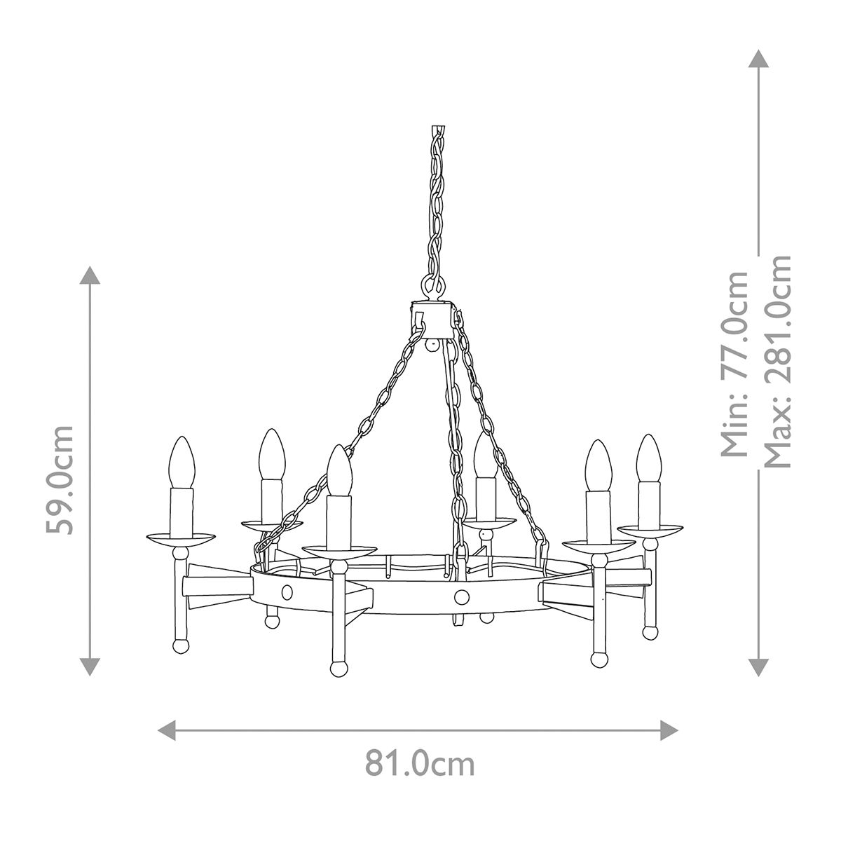 Cromwell Medieval Wrought Iron Chandelier
