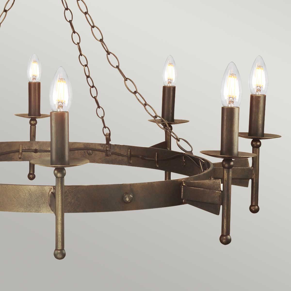 Cromwell Medieval Wrought Iron Ceiling Chandelier