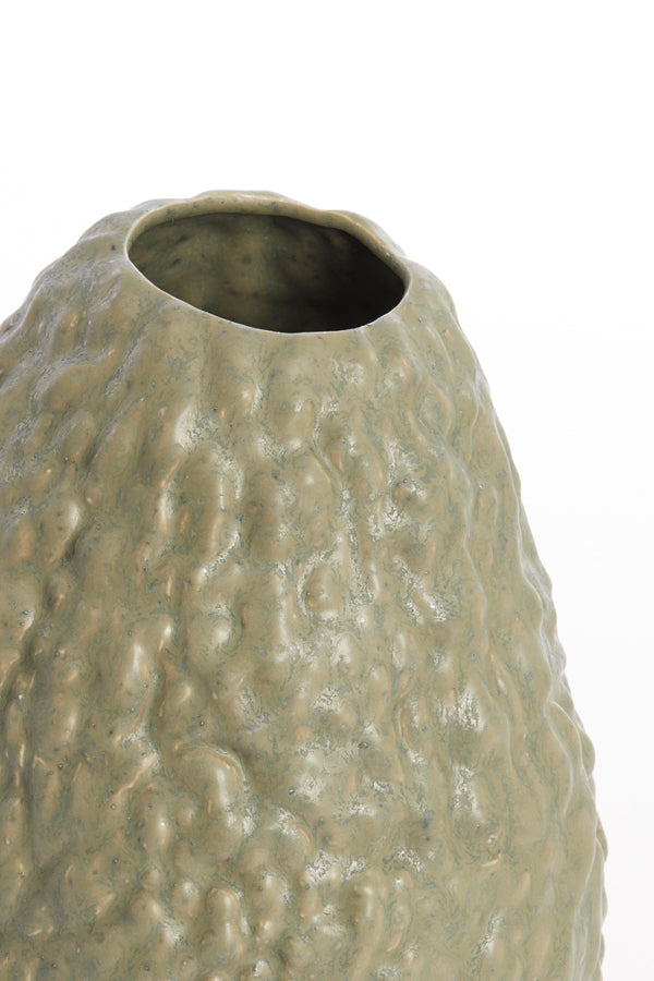 Olive Green Avocado-Shaped Ceramic Vase - 22.5x22x29.5 cm