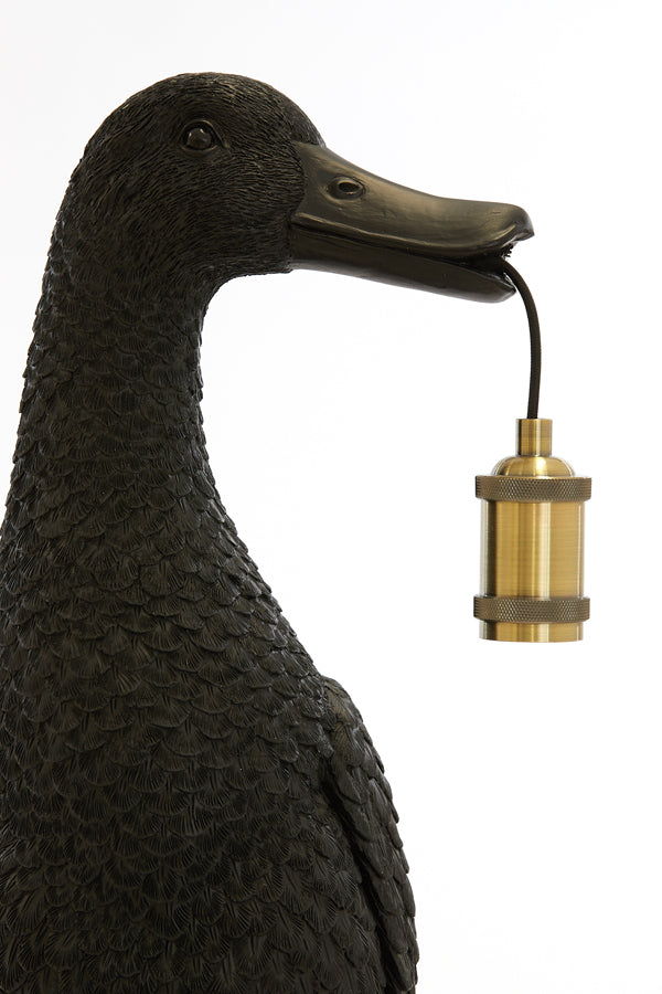 Elegant Black Duck Table Lamp 32x31x65 cm