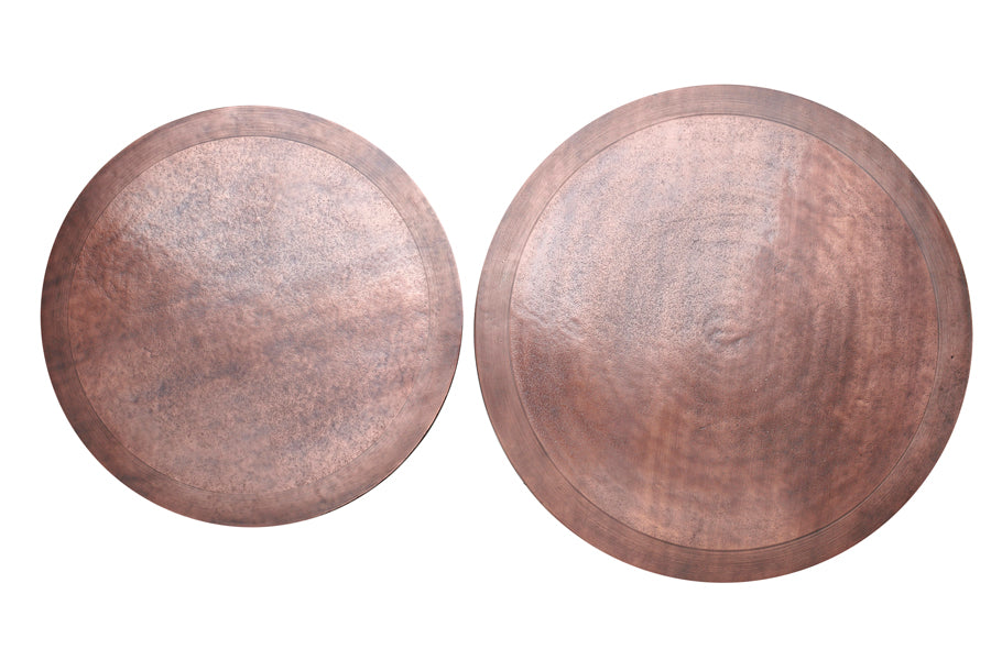 Modern Nesting Coffee Tables Set of 2 - Copper and Black Finish, 65/75cm Diameter