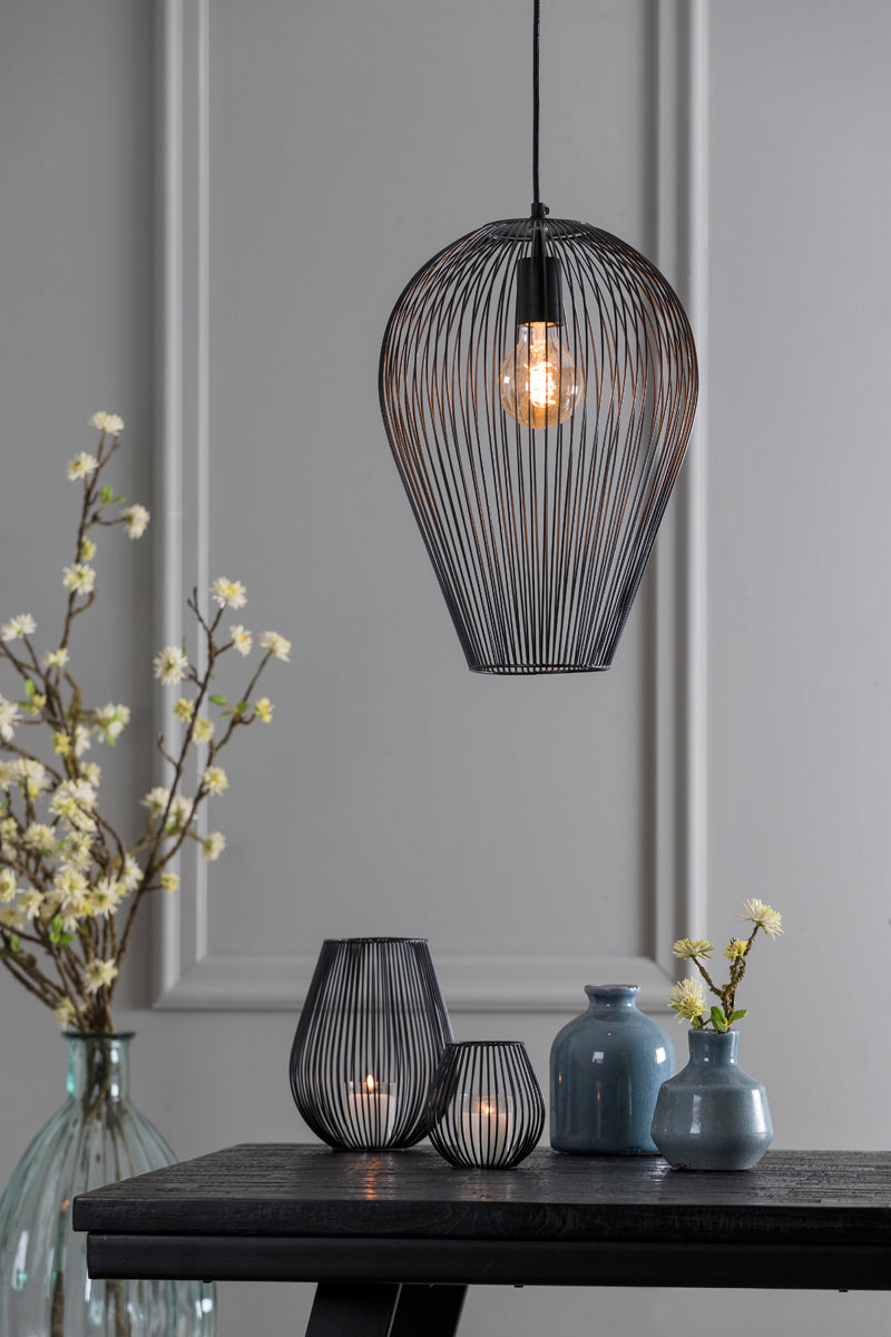 Sleek Black Pendant Lamp Ø31x40 cm Abby