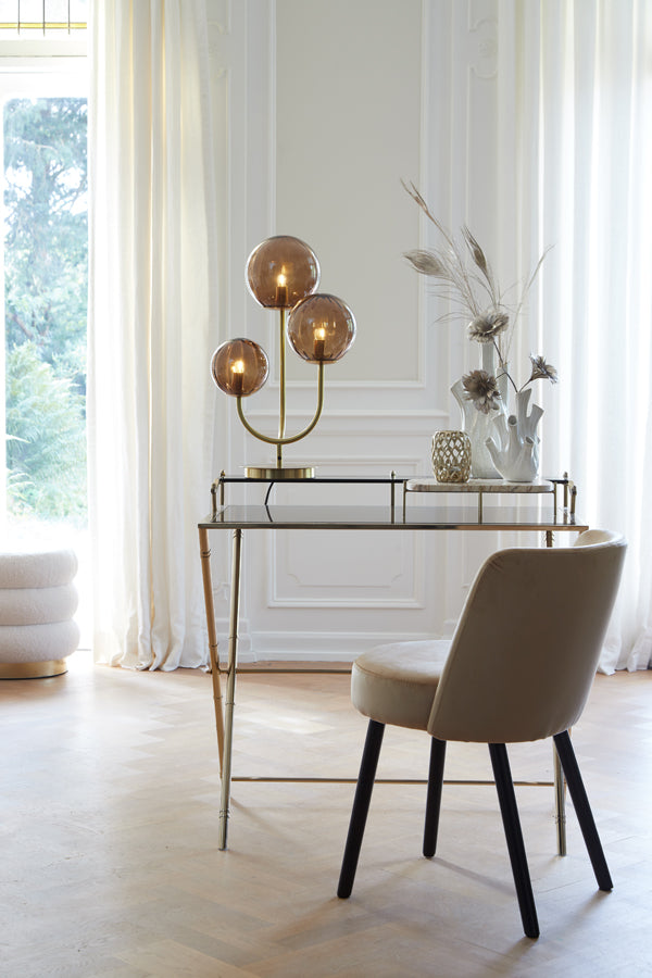 Elegant Magdala Glass and Gold Table Lamp - 3-Light, 38x20x60 cm
