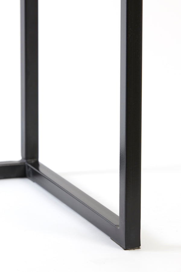 Rustic Modern Dual Console Set in Warm Wood Tones and Black Metal 100x30x70+120x40x82 cm