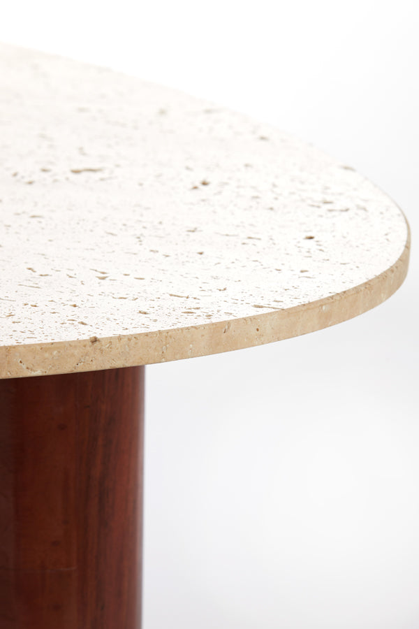 Elegant Sand-and-Brown Travertine Coffee Table - 90x72x31 cm Mahelona