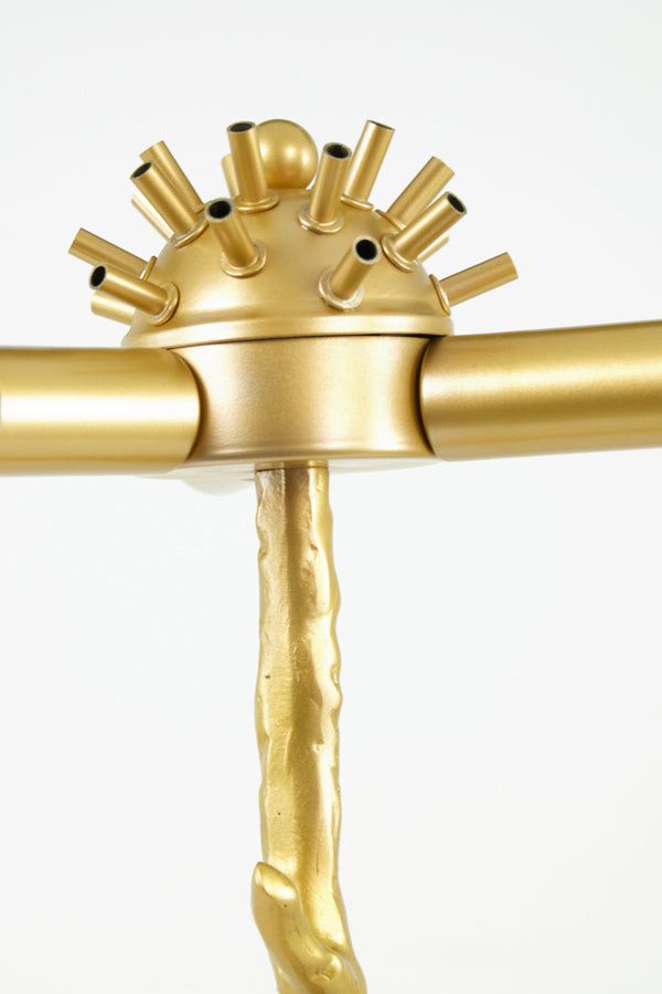 Golden Elegance Feather Floor Lamp with Peach Accents - Ø95x180 cm