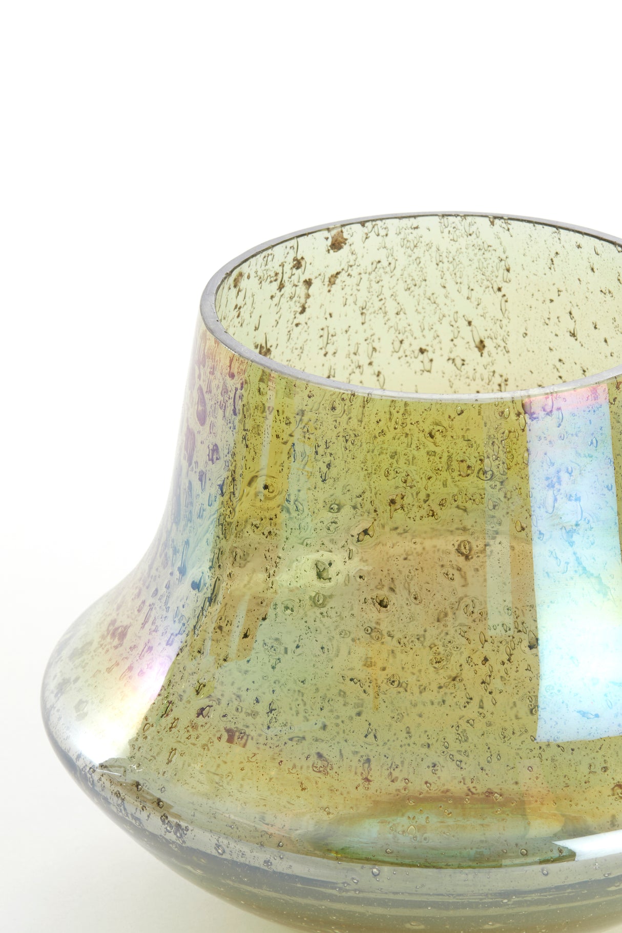 Emerald Glass Vase with Stone Finish - 23cm x 18cm