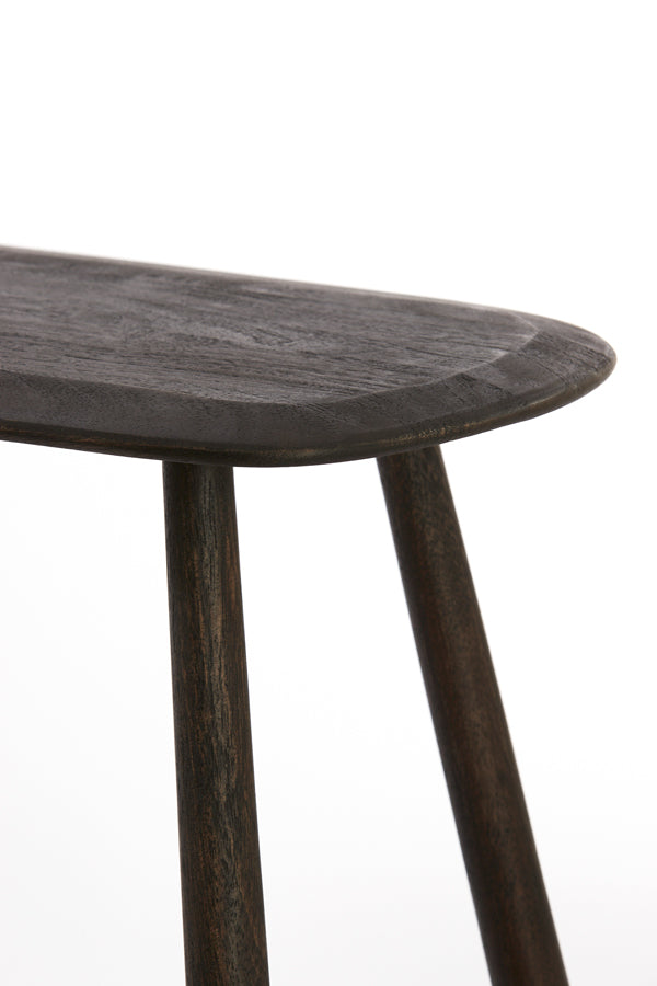 Rustic Wooden Bench with Carved Deer Accents, 90x33x46 cm, Dark Brown Finish