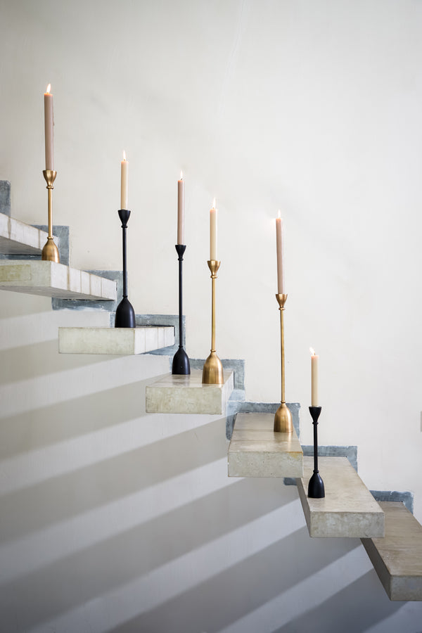 Elegant Black Candle Holder | 50 cm Height | Sophisticated Decor Piece