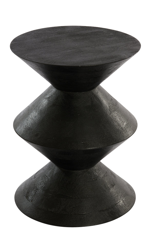 Mango Wood Round Side Table in Matte Black - 45x60 cm