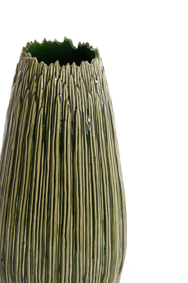 Elegant Dark Green Ceramic Vase Ø24.5x52 cm - Kopra Collection