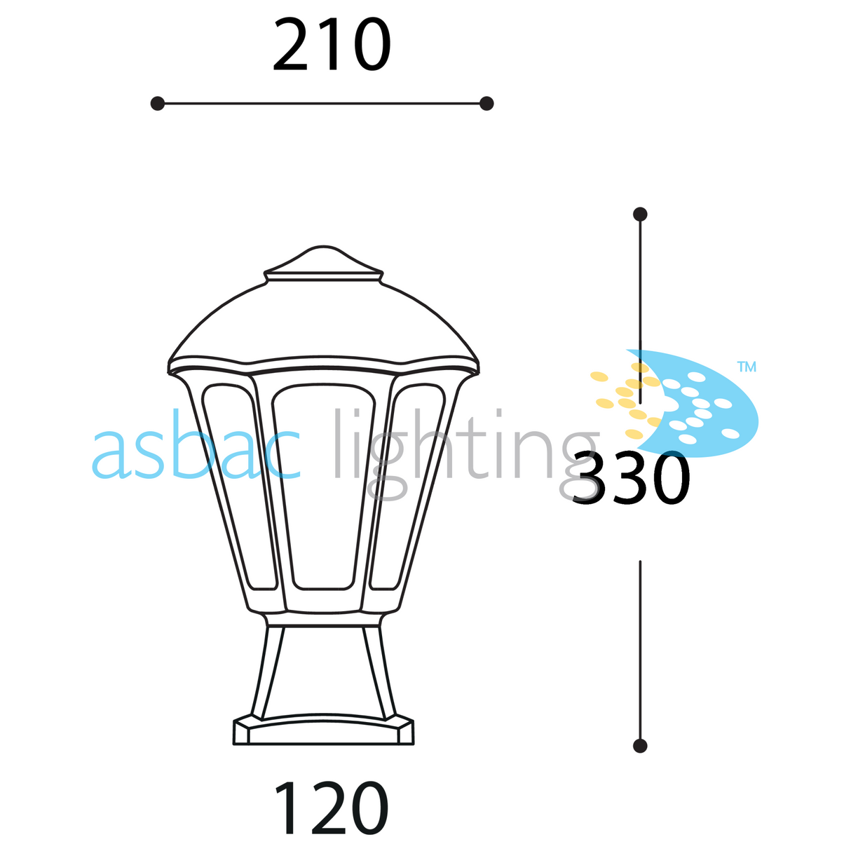 Giampy Disma 8.5W E27 LED CCT, Modern Pedestal Lantern, Black/Clear