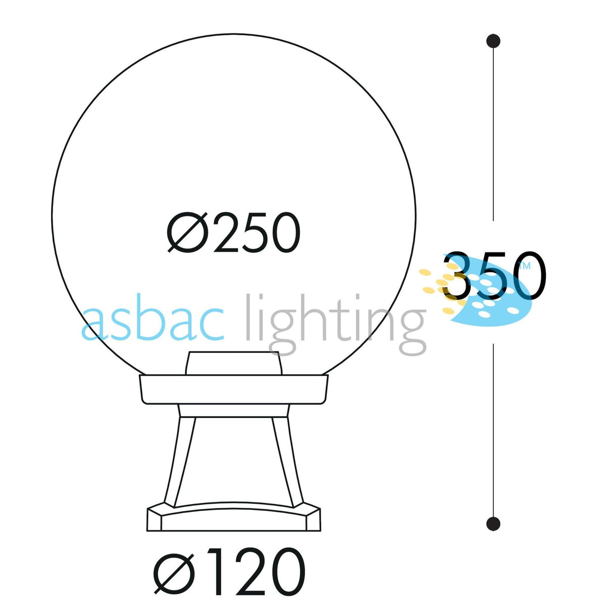 Globe 250 Modern Disma 6W E27 Filament LED 2700K, Pedestal Globe, Black/Clear