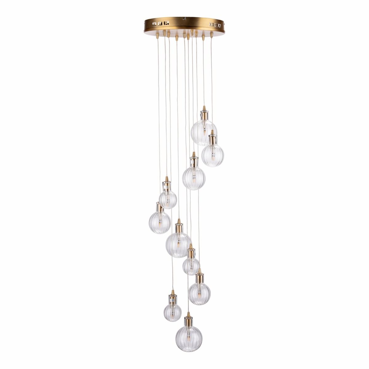 Dita 10 Light Cluster Pendant Brass & Glass
