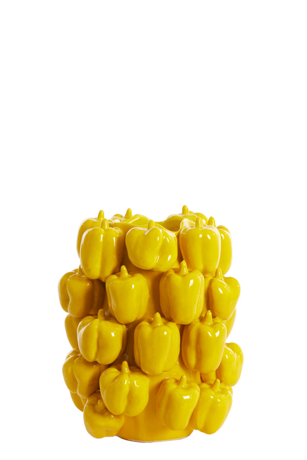 Vibrant Yellow Ceramic Vase 23.5x23x32.5 cm - Bellpepper Design