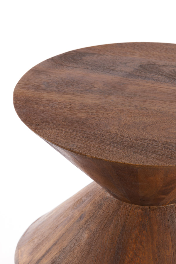 Round Mango Wood Side Table 45x60 cm in Brown Finish