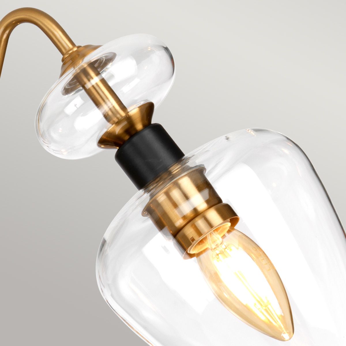 Armand 3-Light Semi-Flush in Aged Brass & Charcoal Black
