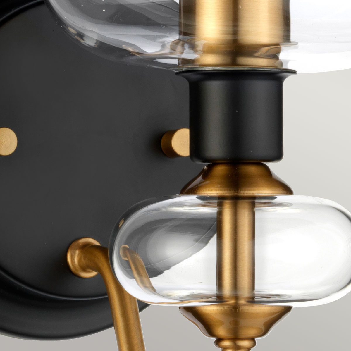 Exquisite Aged Brass Wall Sconce with Charcoal Black Accents